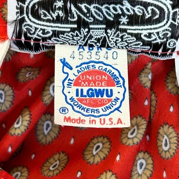 Vintage The Villager Red Floral Button Up Shirt & Skirt Set Sz 12 Union Made USA - Picture 5 of 8